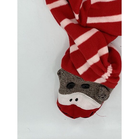 Nick & Nora Pajamas Womens One Piece Footie Red Stripe Sock Monkey Fleece Small - Picture 5 of 7